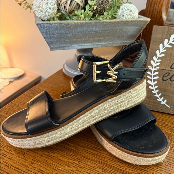 Michael Kors Black and Gold Espadrille Shoes - Picture 1 of 4